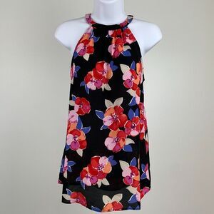Maurices Blouse sz XS Top Floral Print Halter Sleeveless Black New NWT